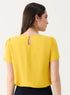 Yellow Short Sleeve Chiffon Neck Top